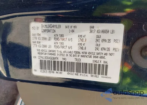 2004 Dodge Ram 1500 Slt/Laramie from USA, damaged, VIN 1D7HU18D64S636474